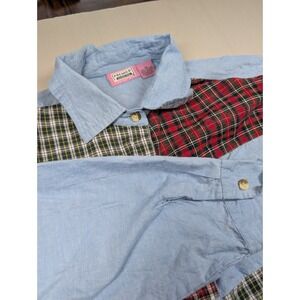 Premier International Ladies Plus Patchwork Plaid Long Sleeve Button Up Shirt 3X